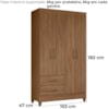 Guarda Roupa Solteiro Chile 4P 103 cm Carvalho Moval