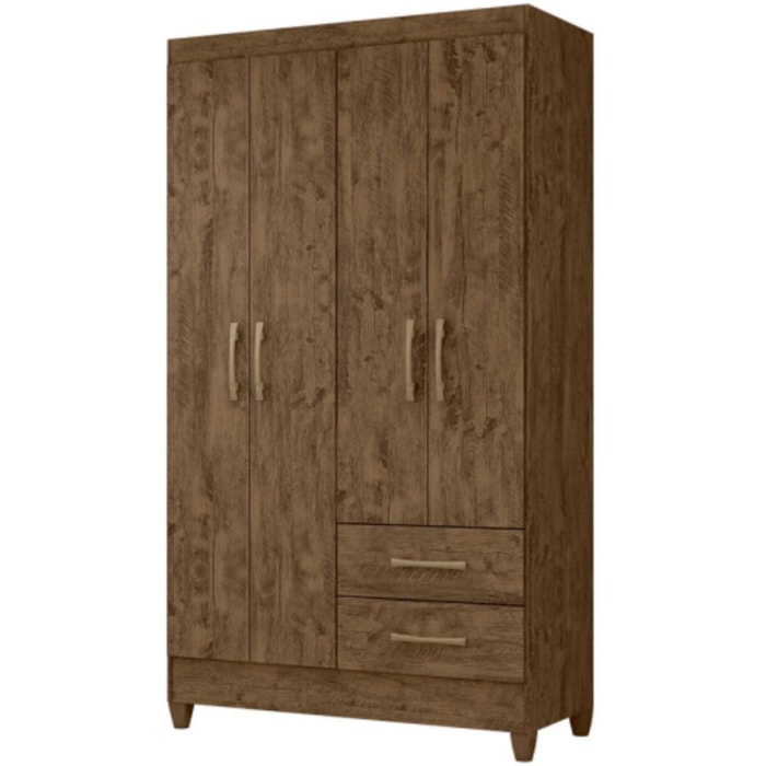 Guarda Roupa Solteiro Chile 4P 103 cm Castanho Wood Moval