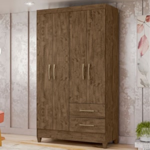 Guarda Roupa Solteiro Chile 4P 103 cm Castanho Wood Moval