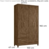 Guarda Roupa Solteiro Chile 4P 103 cm Castanho Wood Moval