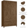 Guarda Roupa Solteiro Chile 4P 103 cm Castanho Wood Moval
