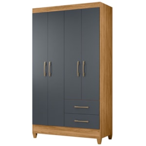 Guarda Roupa Solteiro Chile 4P 103 cm Freijo Cinza Moval
