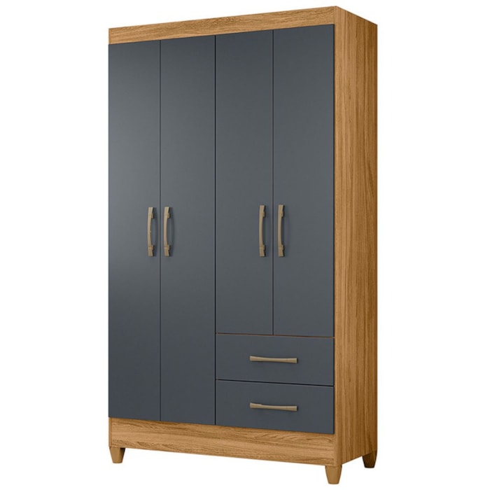 Guarda Roupa Solteiro Chile 4P 103 cm Freijo Cinza Moval