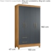 Guarda Roupa Solteiro Chile 4P 103 cm Freijo Cinza Moval