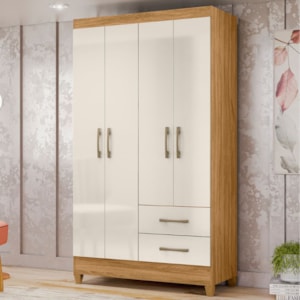 Guarda Roupa Solteiro Chile 4P 103 cm Freijo Off White Moval