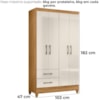 Guarda Roupa Solteiro Chile 4P 103 cm Freijo Off White Moval