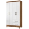 Guarda Roupa Solteiro Chile 4P 103 cm Naturale Branco Moval