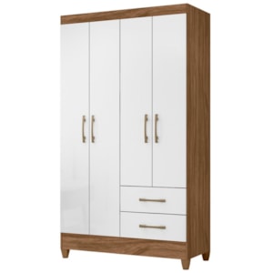 Guarda Roupa Solteiro Chile 4P 103 cm Naturale Branco Moval