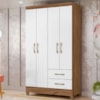 Guarda Roupa Solteiro Chile 4P 103 cm Naturale Branco Moval