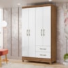 Guarda Roupa Solteiro Chile 4P 103 cm Naturale Branco Moval