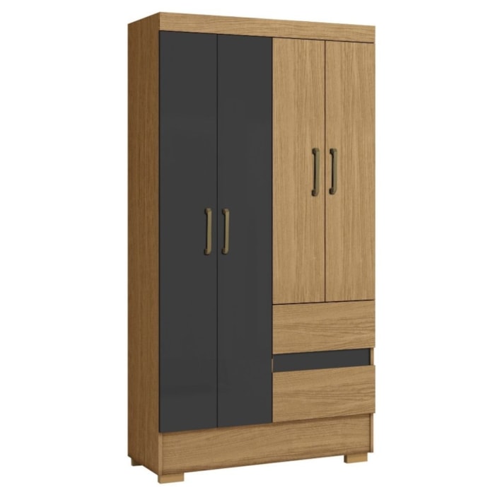 Guarda Roupa Solteiro Coimbra 4 Portas 100 cm Atacama Grafite ARMoveis