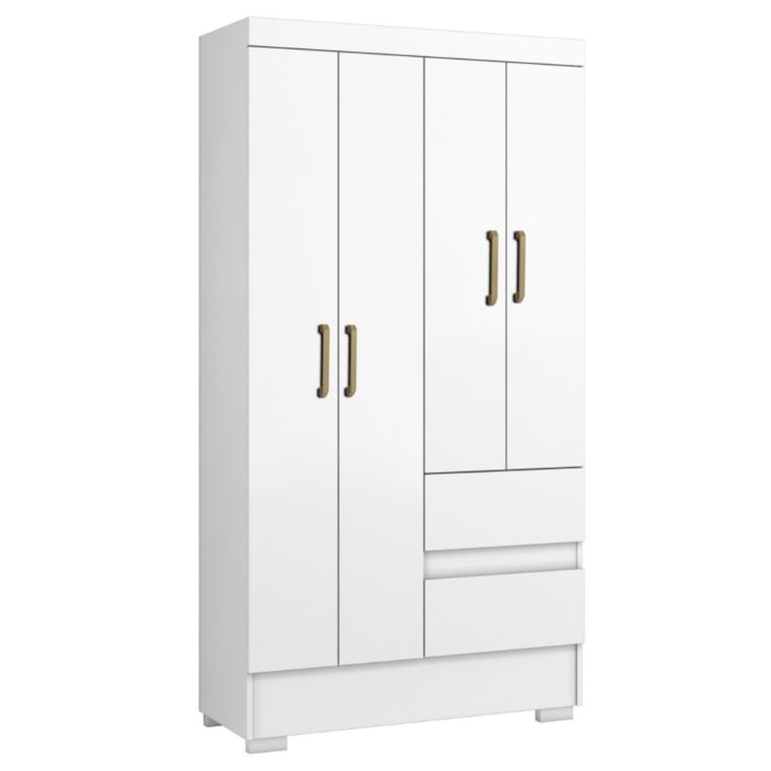 Guarda Roupa Solteiro Coimbra 4 Portas 100 cm Branco ARMoveis