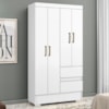 Guarda Roupa Solteiro Coimbra 4 Portas 100 cm Branco ARMoveis