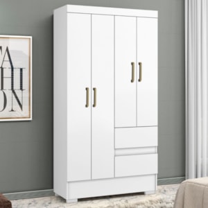 Guarda Roupa Solteiro Coimbra 4 Portas 100 cm Branco ARMoveis