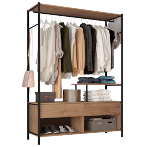 Guarda Roupa Solteiro Industrial 187X119 cm 2G Barcelona Demolição Preto ARTEF