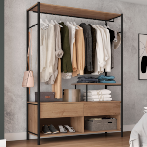 Guarda Roupa Solteiro Industrial 187X119 cm 2G Barcelona Demolição Preto ARTEF