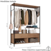Guarda Roupa Solteiro Industrial 187X119 cm 2G Barcelona Demolição Preto ARTEF