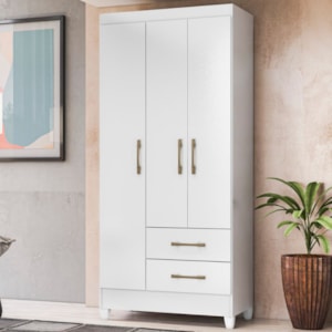 Guarda Roupa Solteiro Lima 3 Portas 182x82 cm Branco Flex Moval