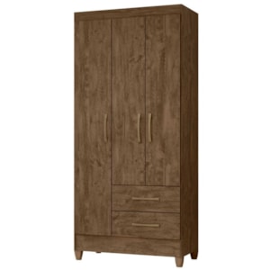 Guarda Roupa Solteiro Lima 3 Portas 182x82 cm Castanho Wood Moval
