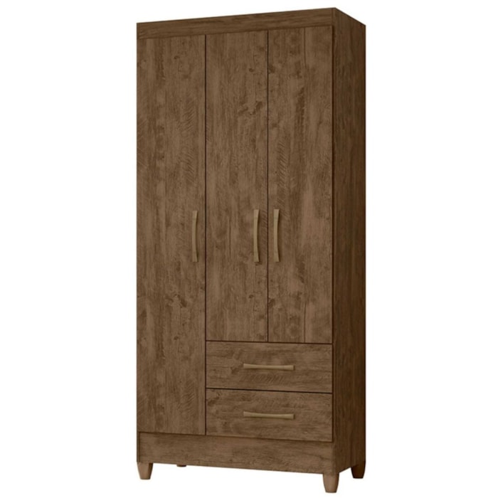 Guarda Roupa Solteiro Lima 3 Portas 182x82 cm Castanho Wood Moval