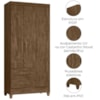 Guarda Roupa Solteiro Lima 3 Portas 182x82 cm Castanho Wood Moval