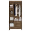 Guarda Roupa Solteiro Lima 3 Portas 182x82 cm Castanho Wood Moval