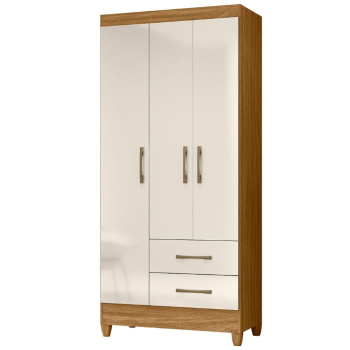 Guarda Roupa Solteiro Lima 3 Portas 182x82 cm Freijo Off White Moval
