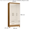 Guarda Roupa Solteiro Lima 3 Portas 182x82 cm Freijo Off White Moval