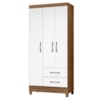 Guarda Roupa Solteiro Lima 3 Portas 182x82 cm Naturale Branco Moval