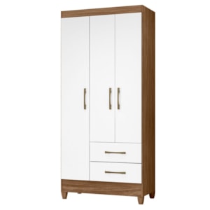 Guarda Roupa Solteiro Lima 3 Portas 182x82 cm Naturale Branco Moval
