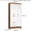 Guarda Roupa Solteiro Lima 3 Portas 182x82 cm Naturale Branco Moval