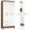 Guarda Roupa Solteiro Lima 3 Portas 182x82 cm Naturale Branco Moval