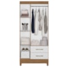 Guarda Roupa Solteiro Lima 3 Portas 182x82 cm Naturale Branco Moval