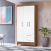 Guarda Roupa Solteiro Lima 3 Portas 182x82 cm Naturale Branco Moval