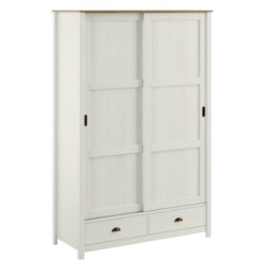 Guarda Roupa Solteiro Madeira Macica Taeda 2 Portas De Correr 133 cm 9178 Branco Freijo Festra