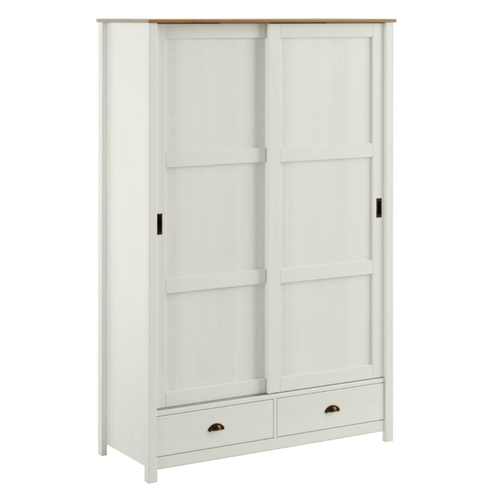 Guarda Roupa Solteiro Madeira Macica Taeda 2 Portas De Correr 133 cm 9178 Branco Freijo Festra