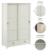 Guarda Roupa Solteiro Madeira Macica Taeda 2 Portas De Correr 133 cm 9178 Branco Freijo Festra