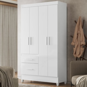 Guarda Roupa Solteiro Madri 4P 110 cm Branco Flex Moval