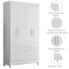 Guarda Roupa Solteiro Madri 4P 110 cm Branco Flex Moval