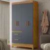 Guarda Roupa Solteiro Madri 4P 110 cm Freijo Cinza Moval