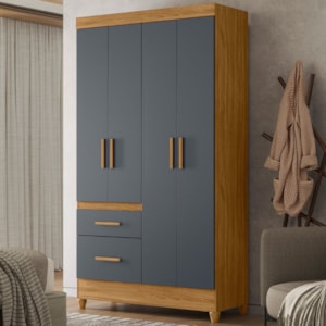 Guarda Roupa Solteiro Madri 4P 110 cm Freijo Cinza Moval