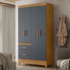 Guarda Roupa Solteiro Madri 4P 110 cm Freijo Cinza Moval