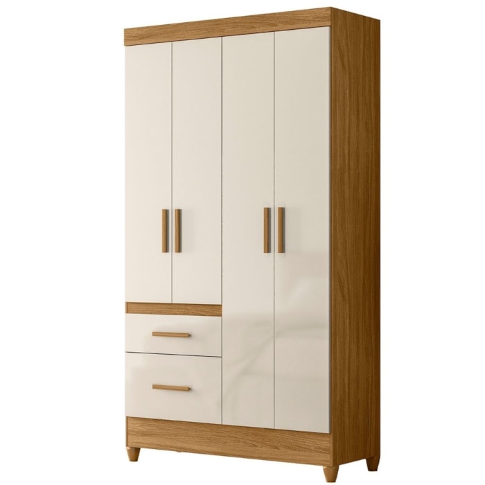 Guarda Roupa Solteiro Madri 4P 110 cm Freijo Off White Moval