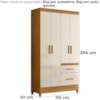 Guarda Roupa Solteiro Madri 4P 110 cm Freijo Off White Moval