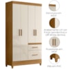 Guarda Roupa Solteiro Madri 4P 110 cm Freijo Off White Moval