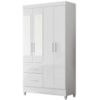 Guarda Roupa Solteiro Madri 4P Espelho 110 cm Branco Flex Moval