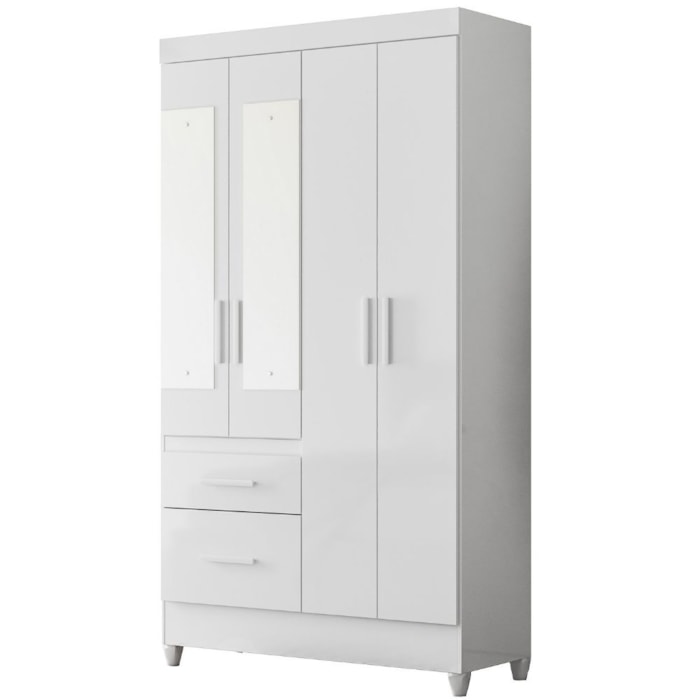 Guarda Roupa Solteiro Madri 4P Espelho 110 cm Branco Flex Moval