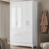 Guarda Roupa Solteiro Madri 4P Espelho 110 cm Branco Flex Moval
