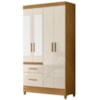 Guarda Roupa Solteiro Madri 4P Espelho 110 cm Freijo Off White Moval