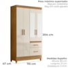 Guarda Roupa Solteiro Madri 4P Espelho 110 cm Freijo Off White Moval